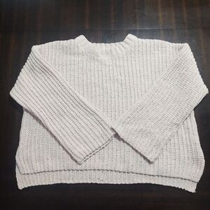 Olive + Oak Cropped Knit Sweater Sz L Beige